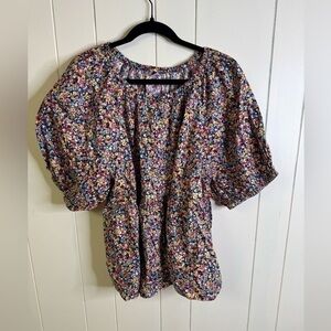 Old Navy Floral-Print Puff-Sleeve Babydoll Top 2X